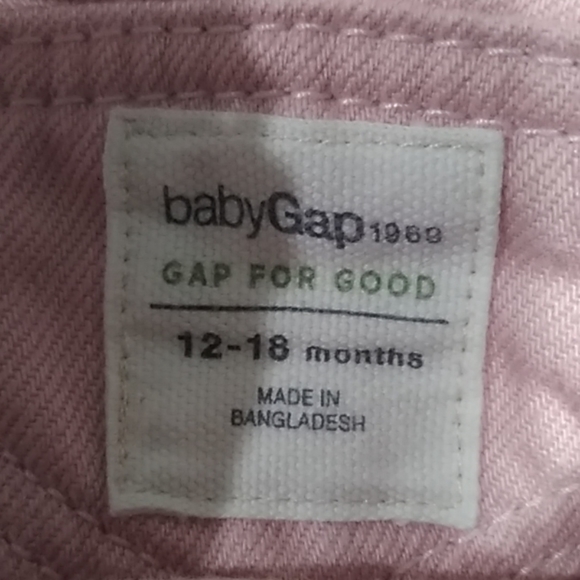 Baby Gap pink jean denim pinafore jumper 12-18 mo' - Picture 4 of 5